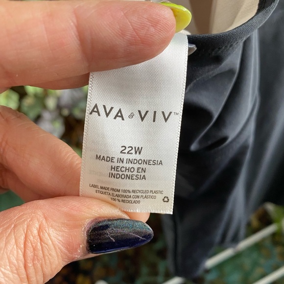 Ava & Viv Bathing Suit Size 22W Brown Black One piece Striped Plus Size Stretchy - Picture 9 of 10